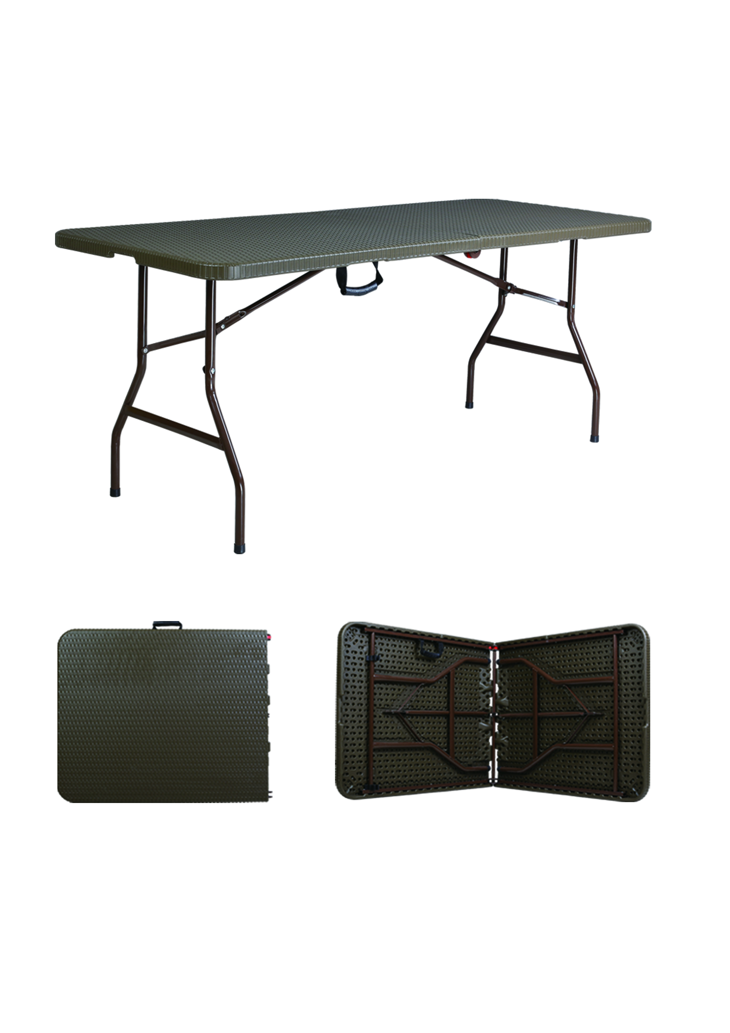 MESA PLEGABLE RECTANGULAR RATTAN 180CM P/ 6 PERSONAS UNIQUE + MANTEL NAVIDEÑO